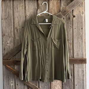 H&M Khaki Green Casual Shirt